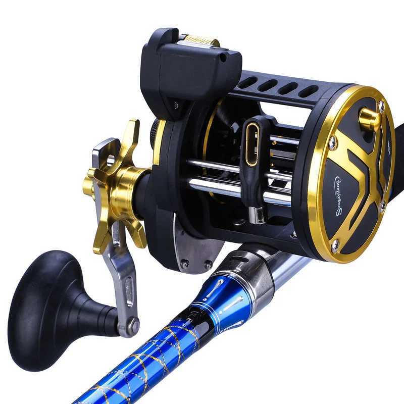 Sougayilang Saltwater Fishing Reels Cast Drum Wheel Trolling Casting Reel Boat Ocean Fishing Reel Round Baitcasting Reel PescaXJ241209