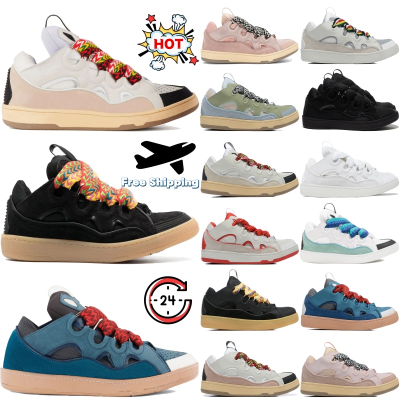 Free shipping mens designer platform shoes Triple white Pink Multi black gum pale blue red green womens curb leather sneakers casual outdoor sports trainers EUR 35-46