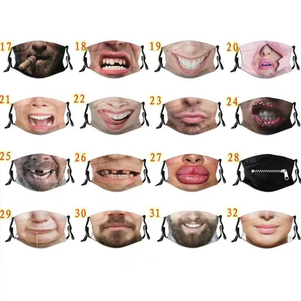 3pcs3D Three-dimensional Mask Personality Creative Social Funny Imitation Facial Expression Dance Cotton Printed MaskXJ241209