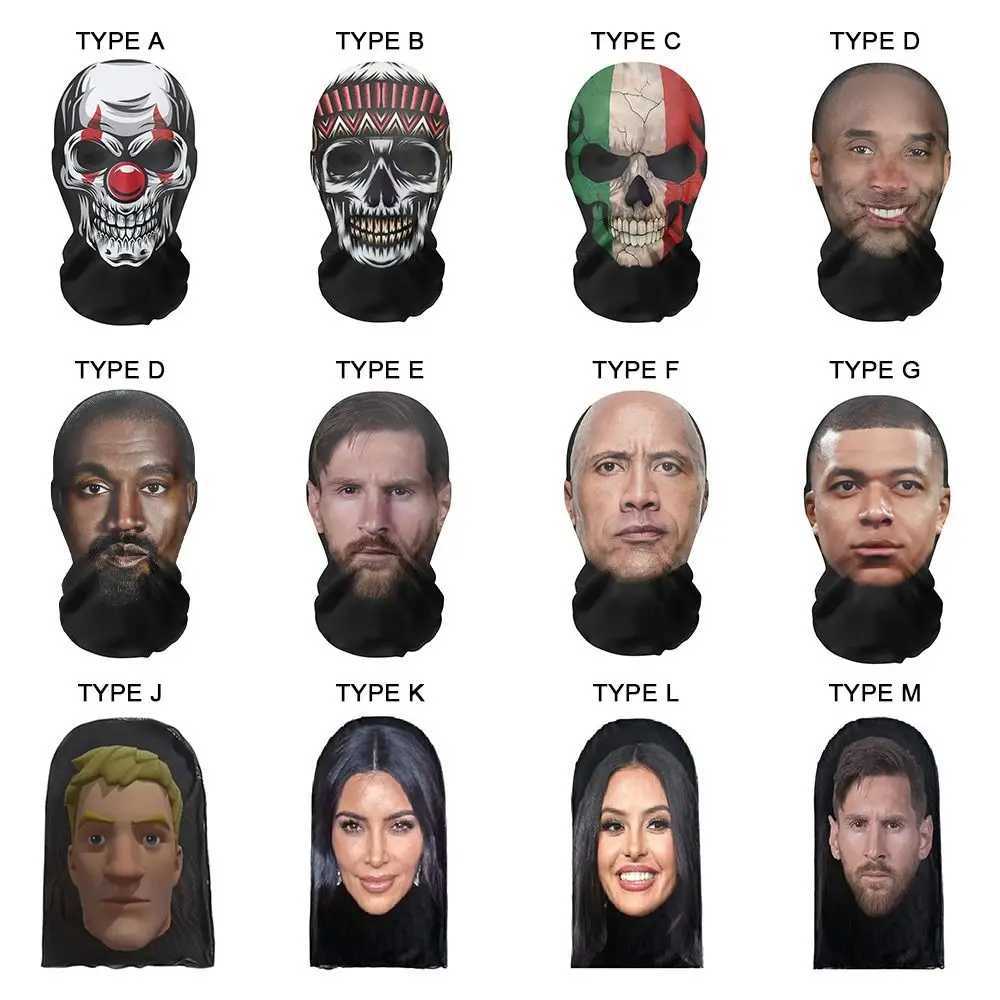 3pcsSunscreen Face Mask Trendy Funny Seamless Riding Bandana Celebrity Face 3D Mask OutsideXJ241209