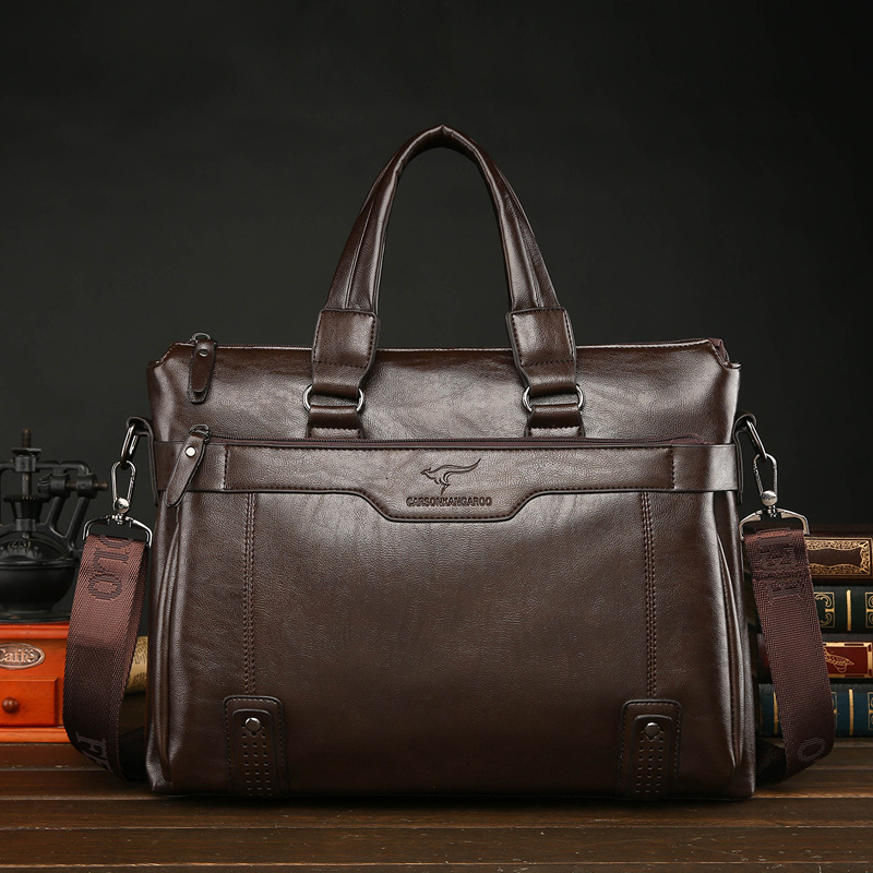 Designer's new laptop men's leather business horizontal and vertical cowhide casual bag, single shoulder crossbody bag