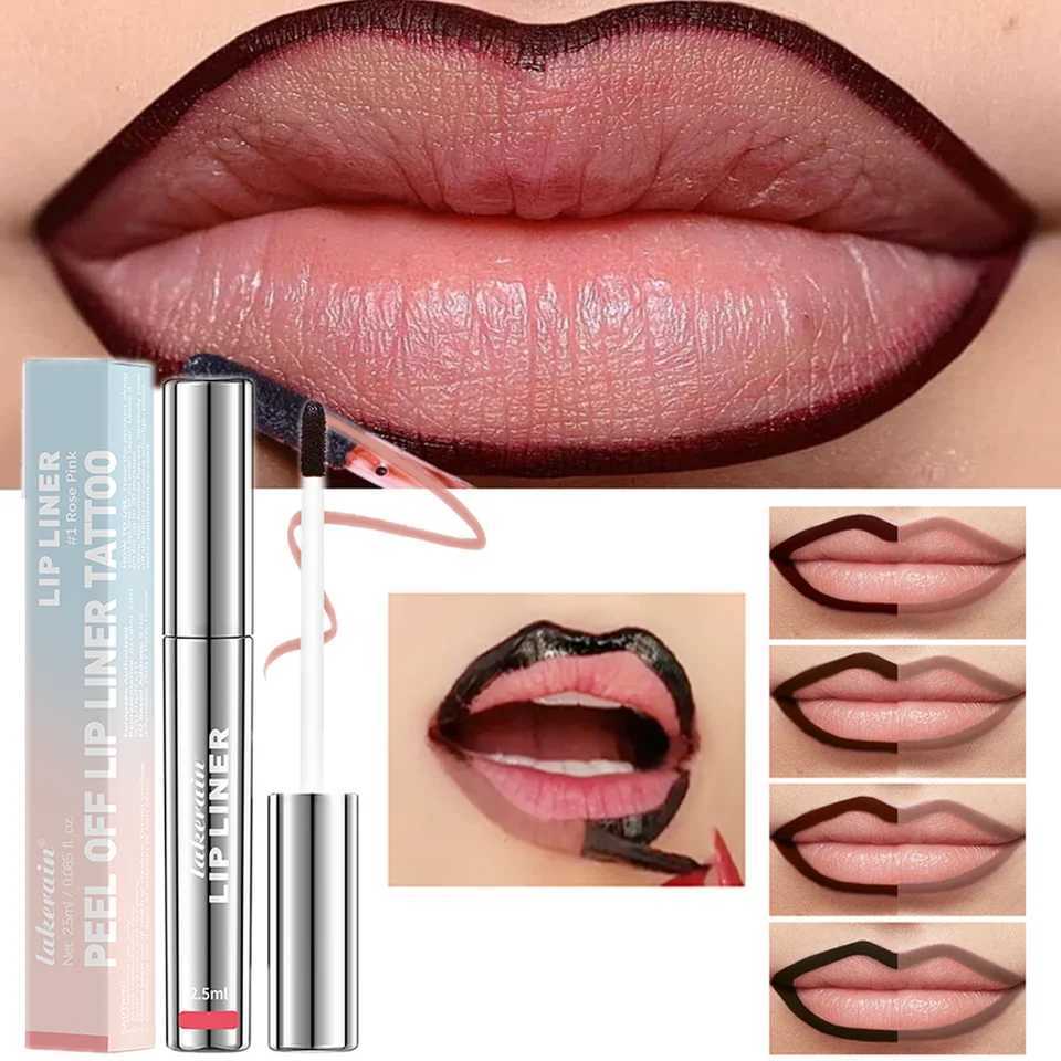 4 Colors Lip Liner Peel Off Tattoo Lipgloss Waterproof Long Lasting Matte Lip Tint Brown Contour Tear-off Lips Stain CosmeticXJ241209