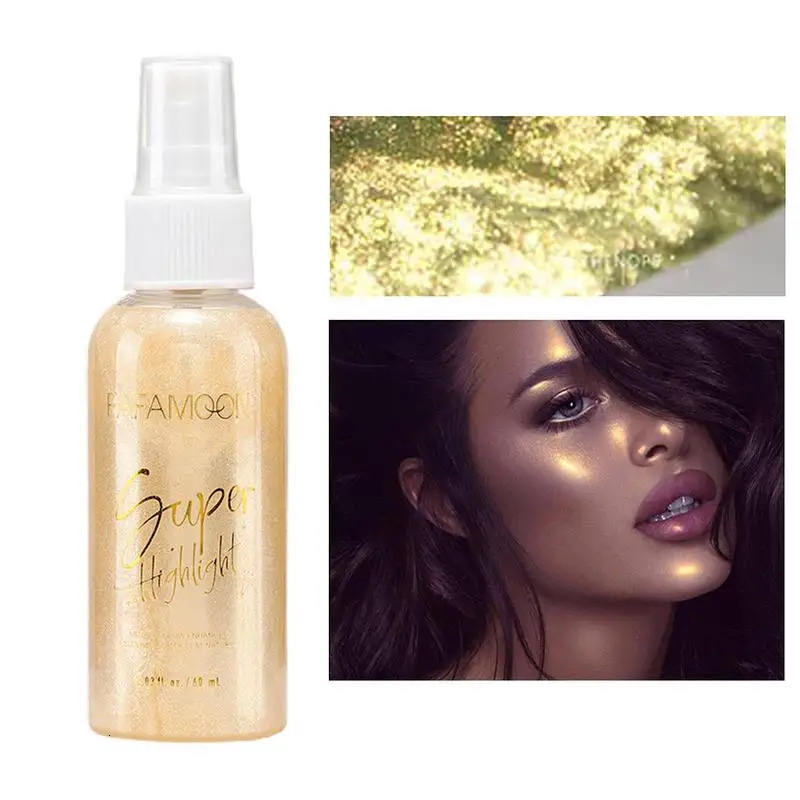 Highlighter Powder Spray High Gloss Glitter Powder Glitter Powder Spray Shimmer Sparkle Powder Face Body Highlighter 60ml 241209