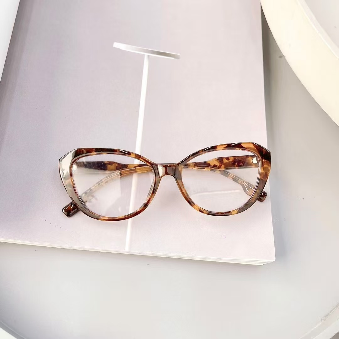 Fashion women's cat eye design frame full rim glasses personalised plastic personalised glasses leg design glasses for travelling for photos