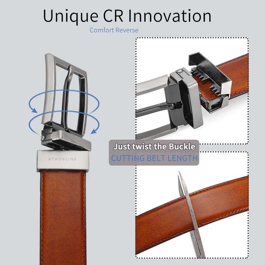 Rrsible mens genuine leather belt casual and formal style 1.3 inches X2412091