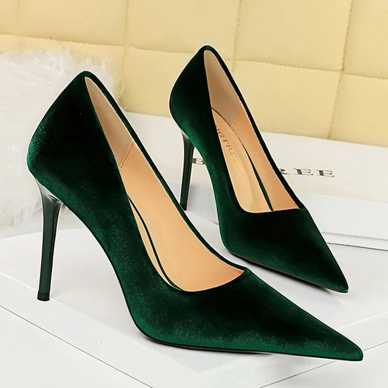 Women 9.5cm High Heels Burgundy Velvet Pumps Wedding Bridal Scarpins Stiletto Heels Lady Royal Blue Green Evening Party Shoes 241209
