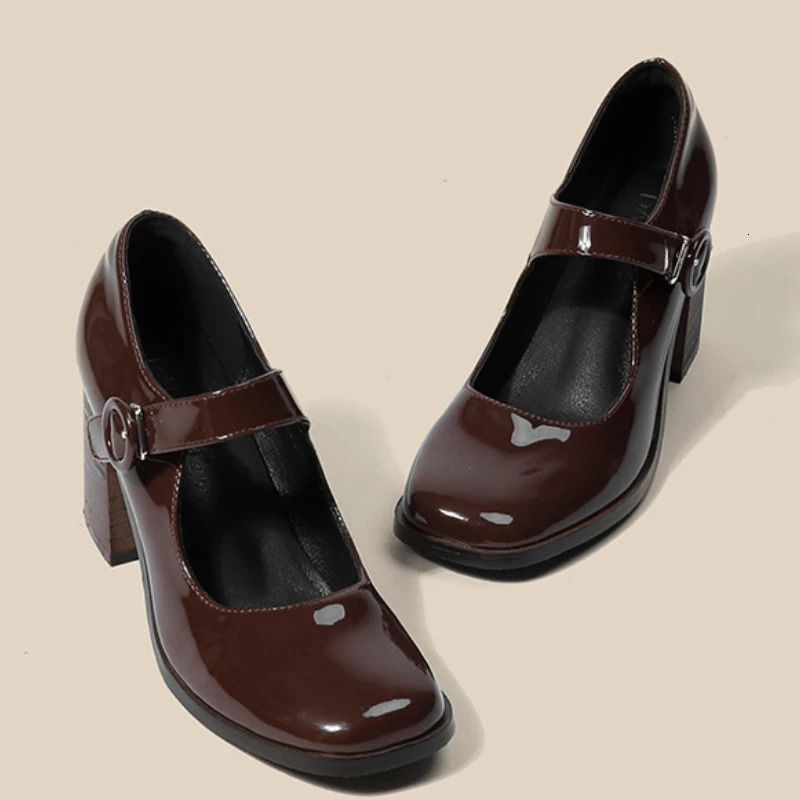 Mary Jane Shoes Women British Style Spring Autumn Retro Square Head High Heels Casual Comfortable Party Pumps Zapato De Tacon 241209