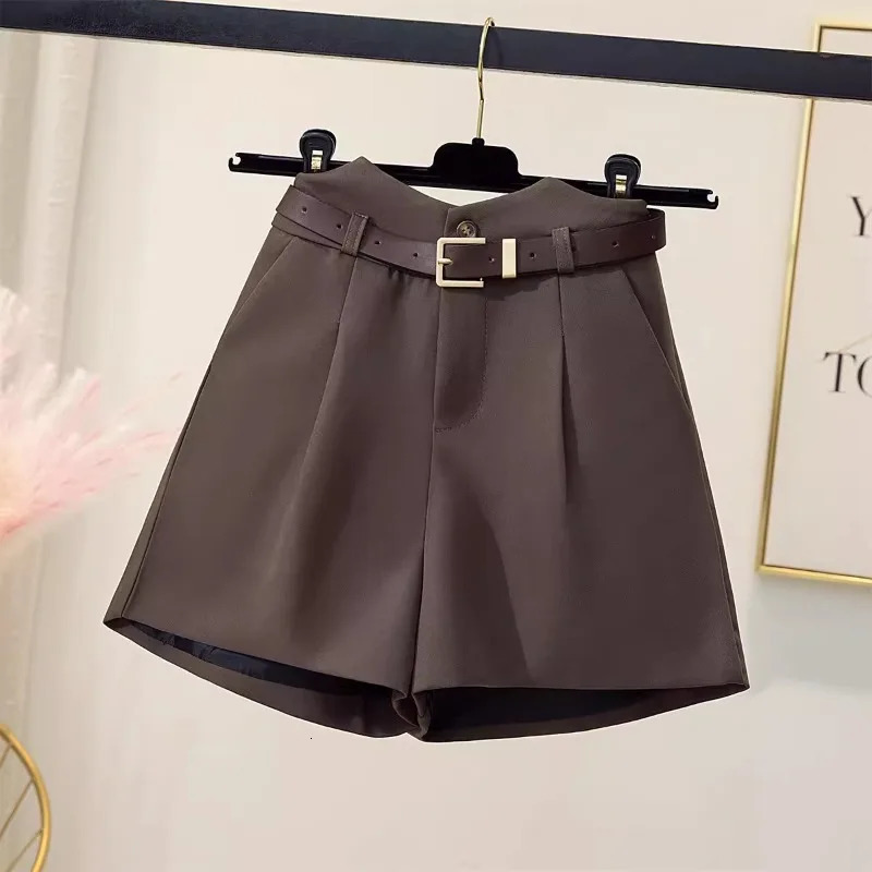 Korean Classic Shorts for Women Retro Loose Aesthetics High Waist Wide Waist Wide Legs Fashionable Women Solid Color Basic 241206