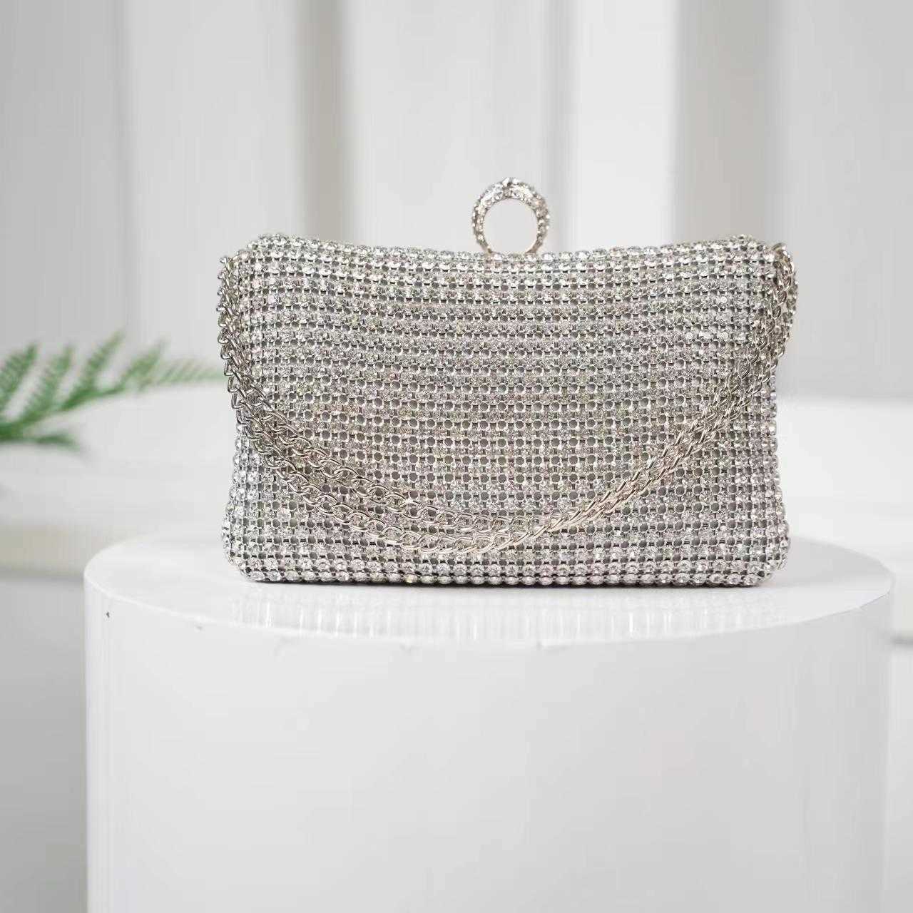 New Fashionable Rhinestone Dinner Bag Clutch Bag Frosted Handbag Shoulder Bag High-end Mommy Bag 240920