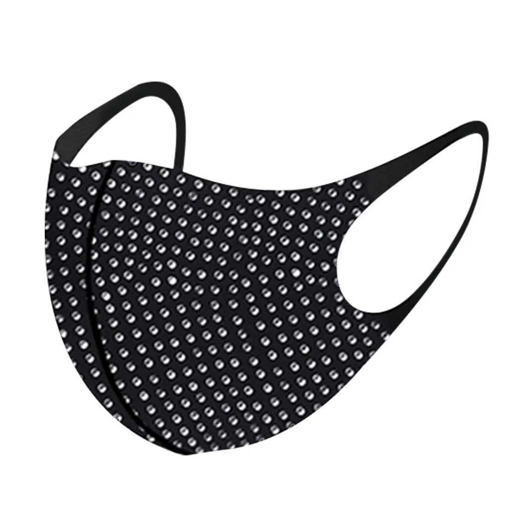 3pcsFashion Women Men Shiny Diamond Reusable Breathable Safe Protection Mask Reuse Cotton Face Mouth Mask Mascarillas AdultosXJ241209