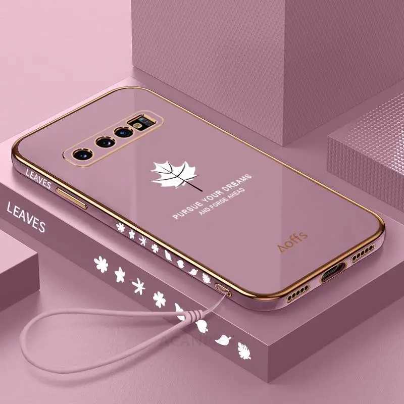 S 10 20fe Luxury Maple Leaf Tether Box for Galaxy S10 Plus S20 Ultra Fe S21 S22 Flat Silicone Cover S10plus Note10 M241209
