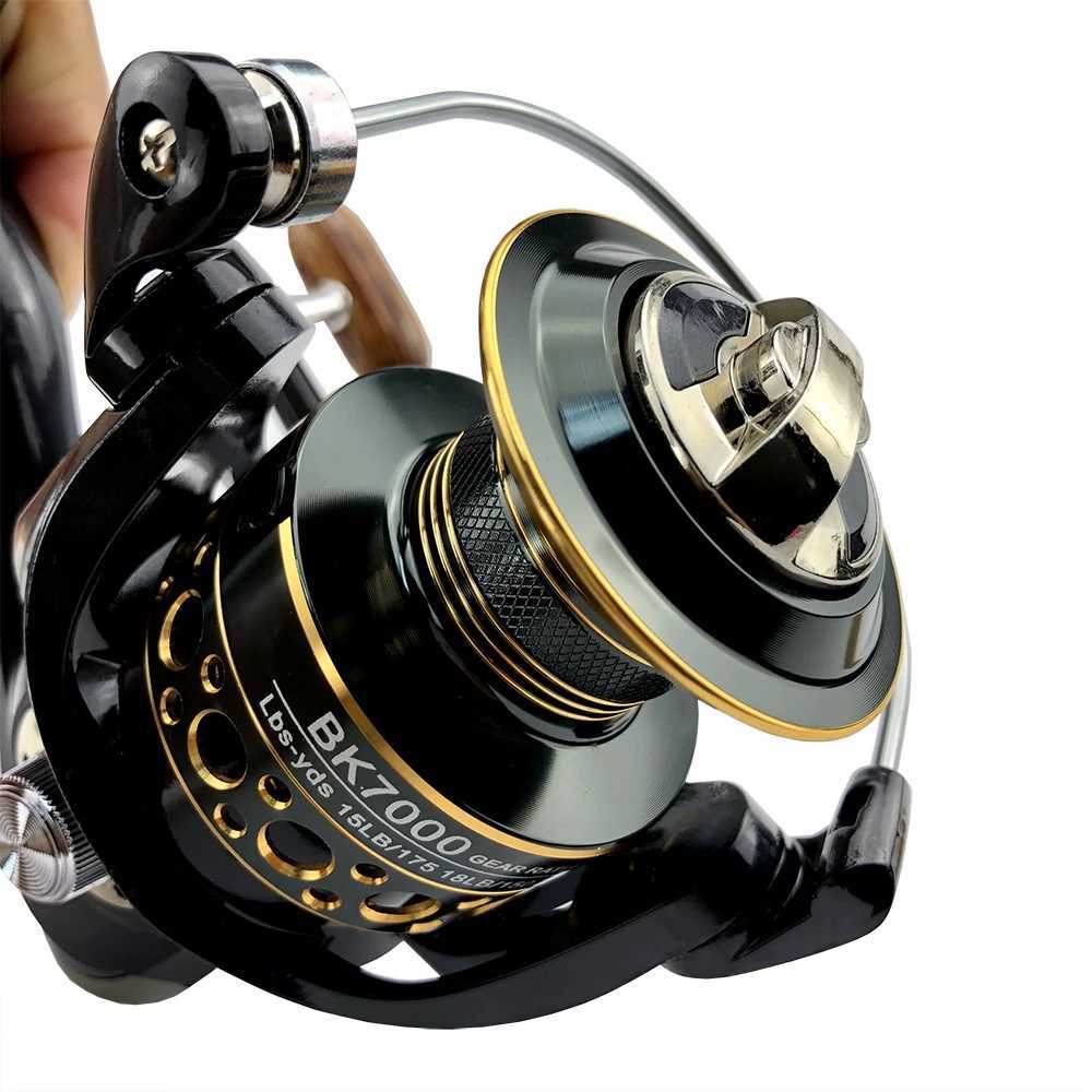 Fishing Spinning Reel Metal Spool 5.2 1/4.7 113BB Ball Bearings Carp Fishing Reel BK2000-7000 Metal Line Cup Sea TackXJ241209