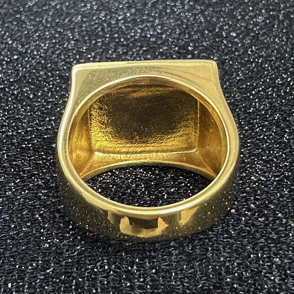 Hip Hop Trendy Ring Diamond Inlay 18K Gold Plated Exquisite Carving Suitable for Street Gangs Nightclub Parties 241209