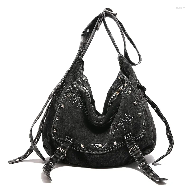 Drawstring Autumn Y2k Denimn Shoulder Bags Vintage Crossbody For Women Large Capacity Female Tote zhanyishengli