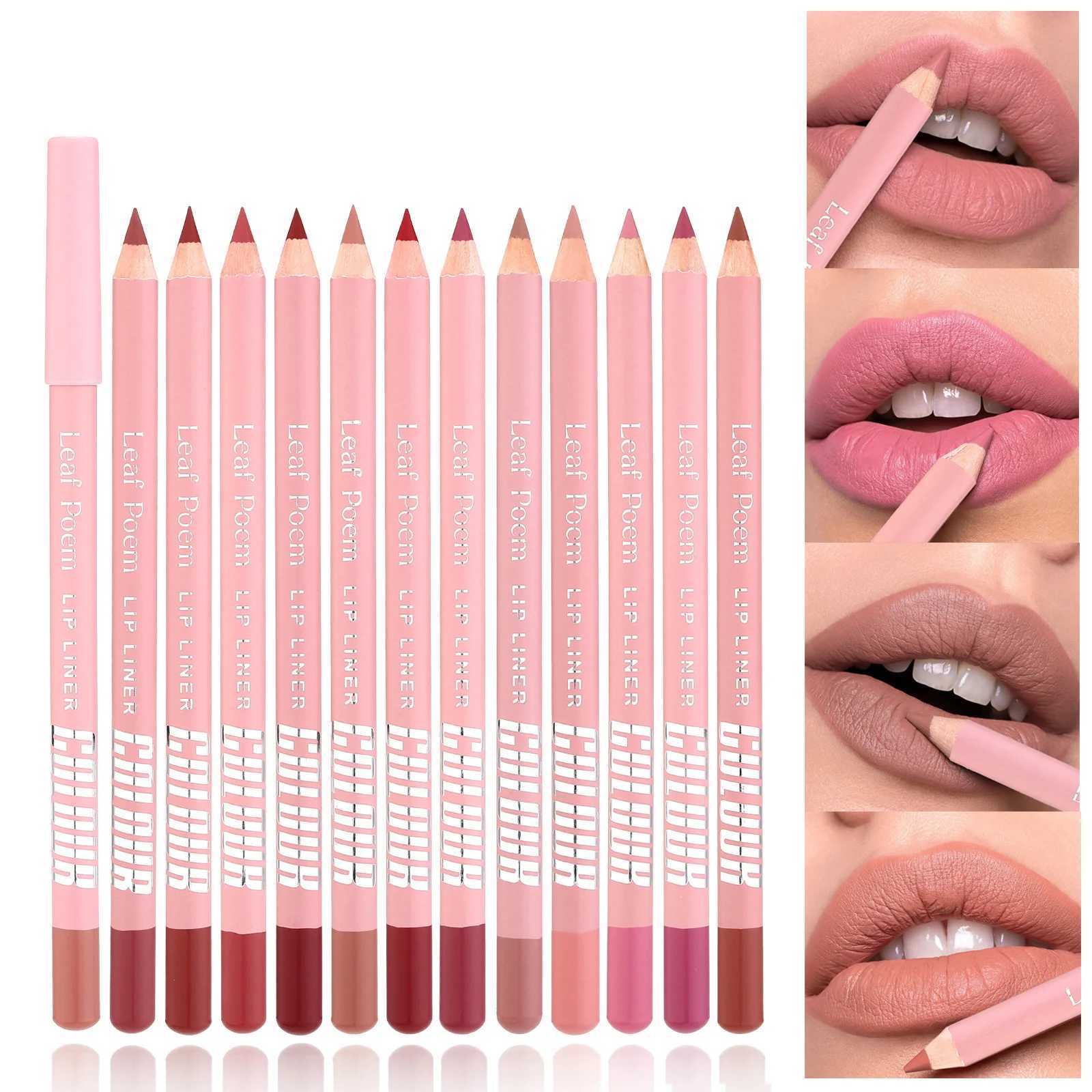 Waterproof Lasting Wooden Matte Lip Liner Pencil Natural Lips Makeup Nude Pink Lip Liner Outline The Lips Contour Makeup 12colorXJ241209