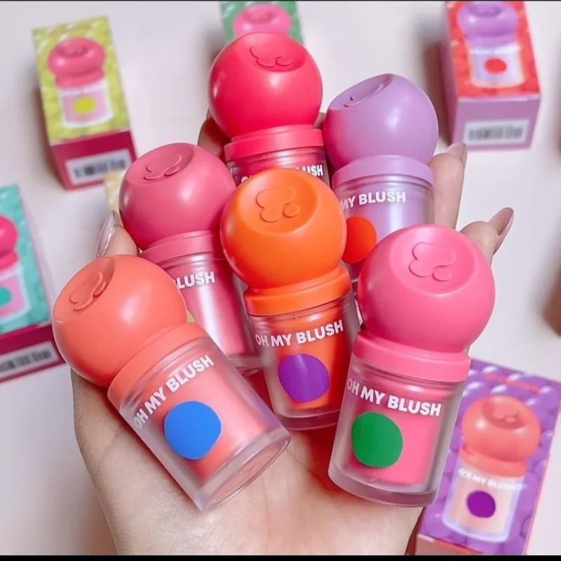 Oh My Blush Brightening Pearlescent Liquid Blush Highlighter Natural Matte Sponge Blush Stick Dot On Your Cheeks Korean Cosmetic 241209