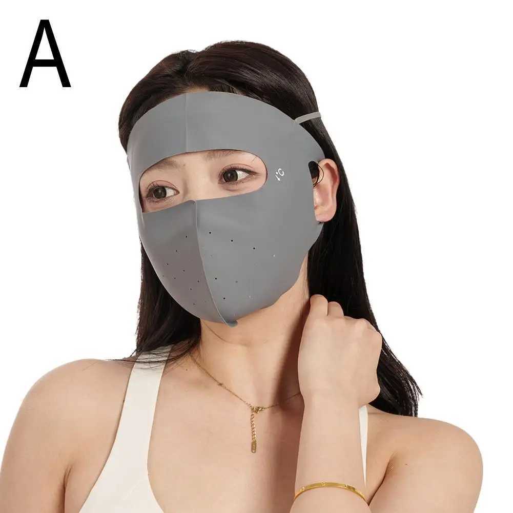 3pcs1PC Summer Ice Silk Sunscreen Mask Full Face Sun Protection Mask Forehead Thin Section Breathable Anti Ultraviolet Face MaskXJ241209