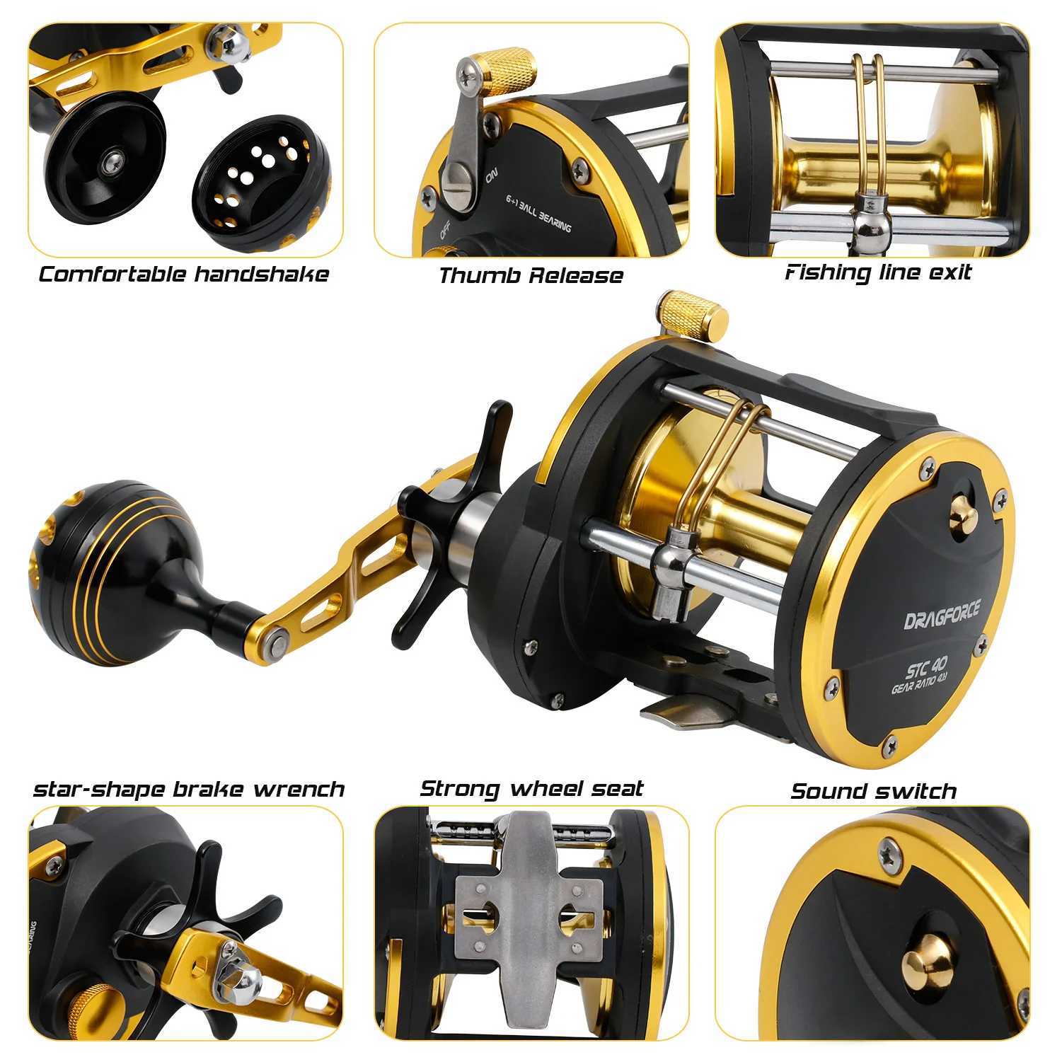 Sougayilang Trolling Reel Saltwater vel Wind Reel Drag Reels Boat Fishing Ocean Fishing for Sea Bass Grouper Pesca 6+1BB/4.1 1XJ241209
