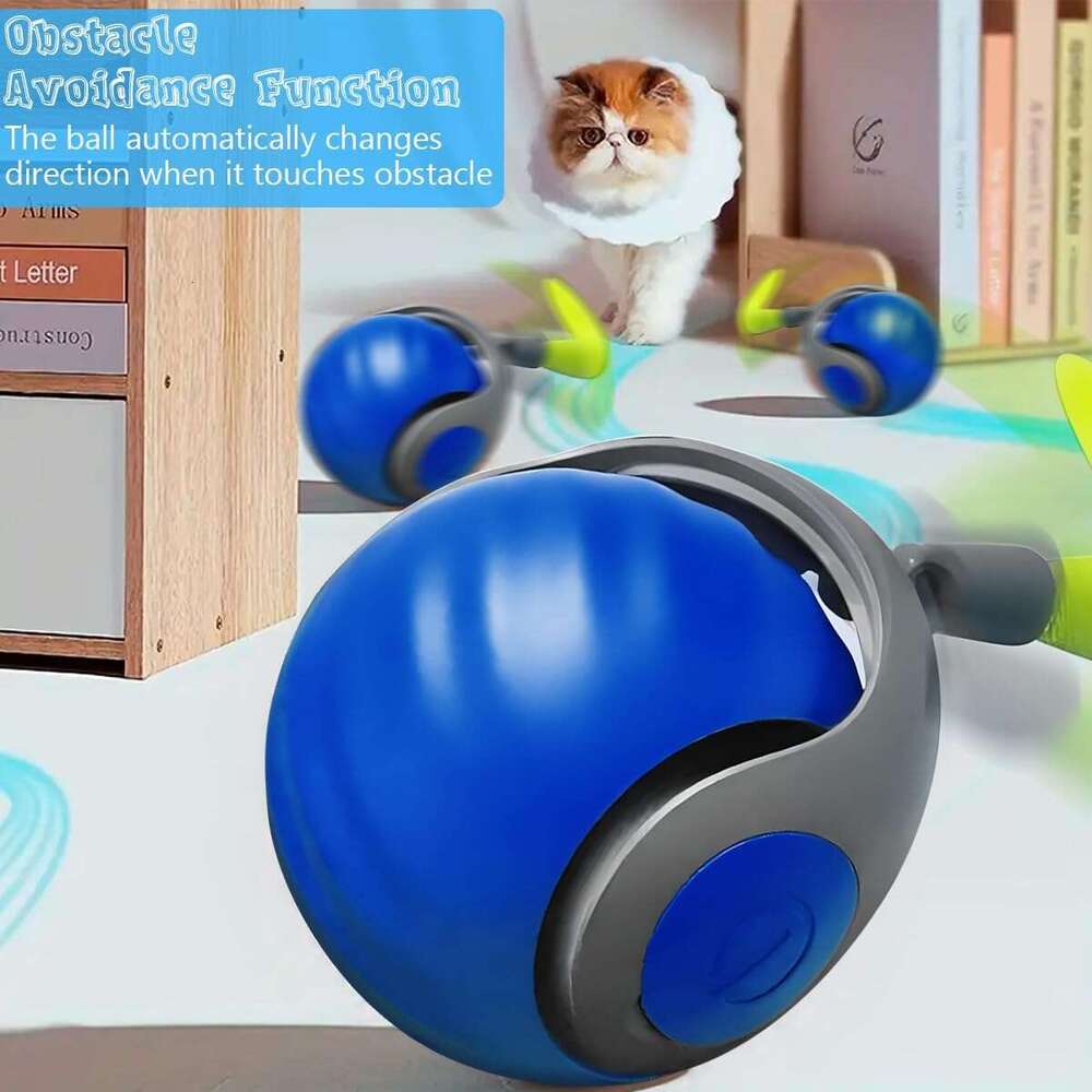 2.0, Speedy Toy, Balls, Automatic Moving Balls for DogToy Ball, Self Rolg Smart Toy Ball Interactive Cat Toys with Tail (Blue)