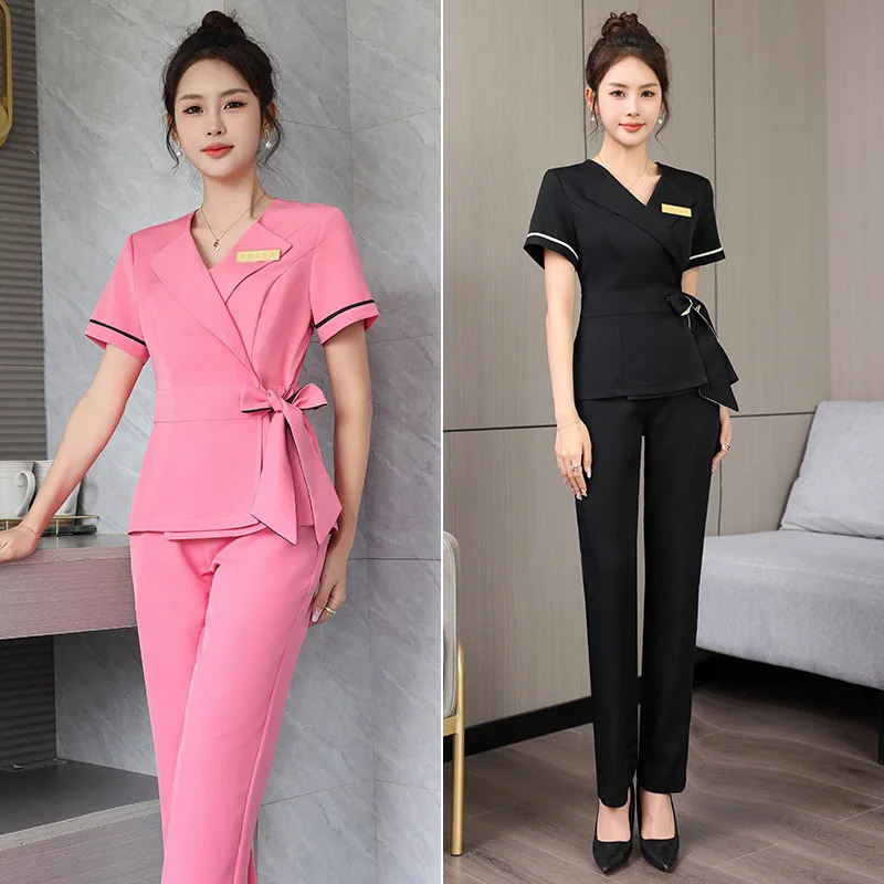 Beautician Uniforms Women Fashion Skin Management Ear Pickers Massage Work Clothes for Women on el Foot Bath Technician S-3XL 241209