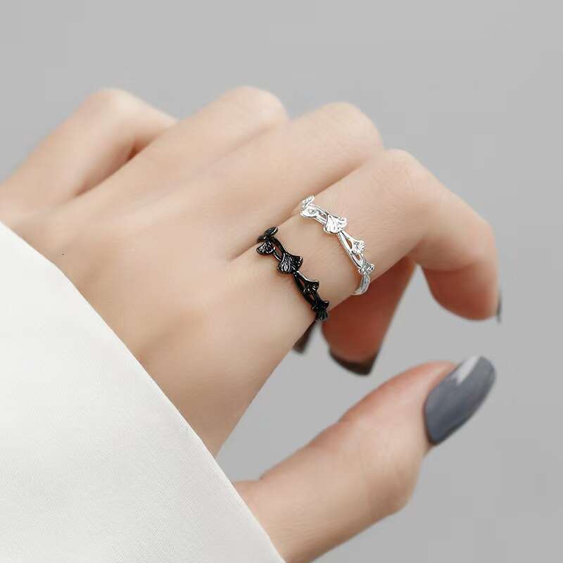 New Hot Selling Ginkgo Exquisite Leaf Personalized Fashion Literary Fresh Open Ring
