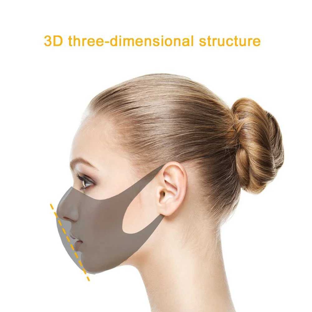 3Pcs Windproof Reusable Washable Mouth-muffle Anti Pollution Face Masks Fashion Face Mouth Mask Summer Ice Silk Cotton Dust MaskXJ241209
