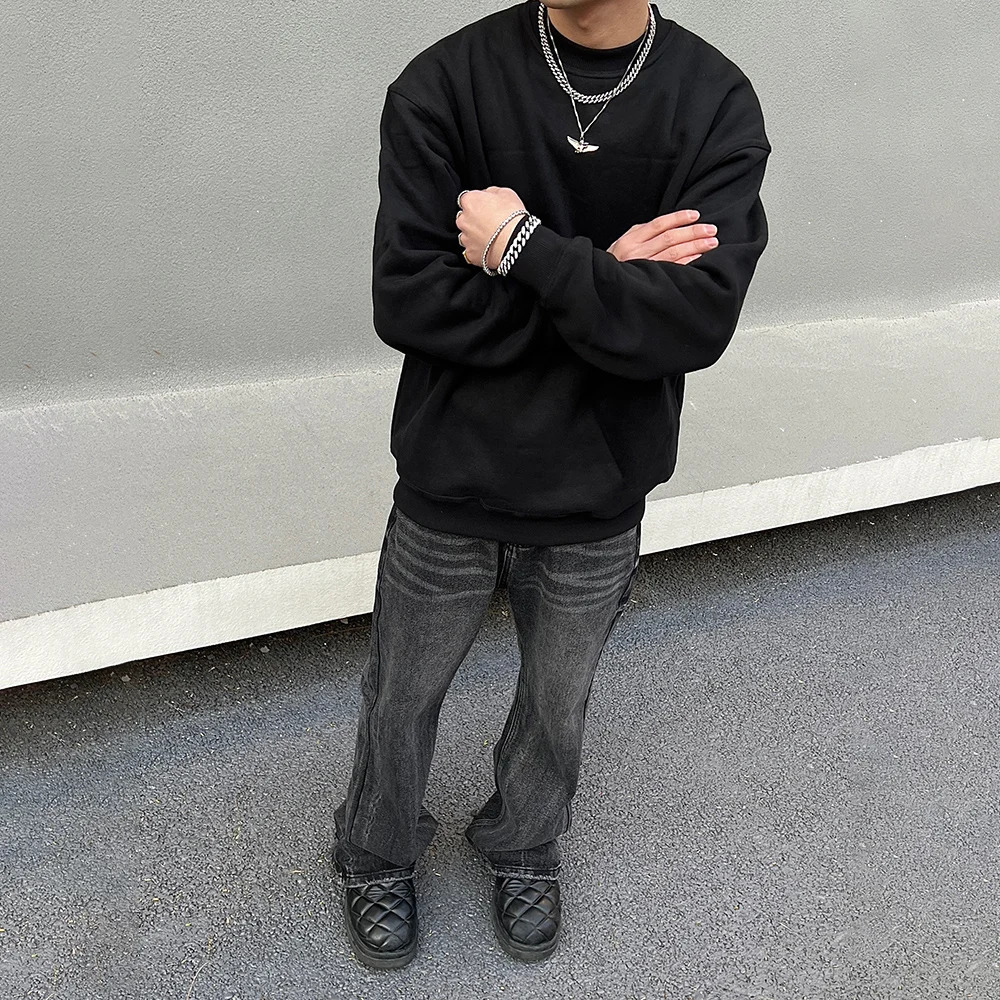 Wide Leg Jeans Mens Black Loose Straightleg Flared Trousers Summer Casual Streetwear Vintage Spring High Street Y2k Denim Pants 241206