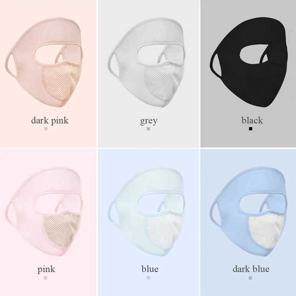 3pcsSummer Sunscreen Ice Silk Mask Sun UV Protection Face Cover Outdoor Cycling Thin Full Face Mask Breathable Forehead ProtectorXJ241209