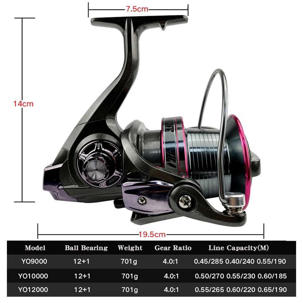 GHOTDA Spinning Fishing Reel with Large Spool Strong Body Saltwater Spinning Fishing Reel YO 9000 10000 12000XJ241209