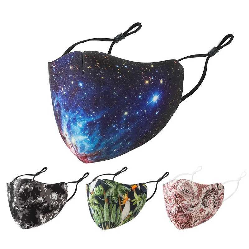 3pcs1PC Washable Cycling Face Mask Bicycle Mask Breathable Printed Space Cotton Reusable Sport Protection MaskXJ241209