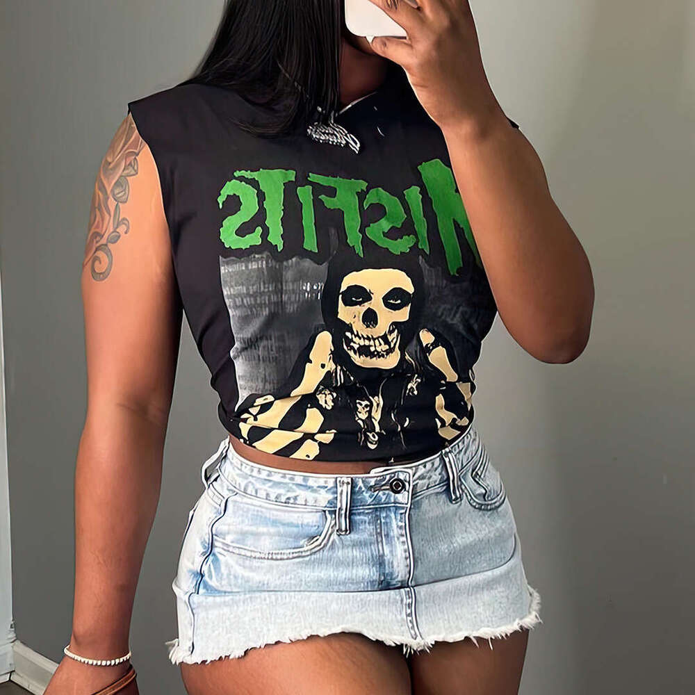 Summer American High Street Brand Fun Hot Stamping Loose Sleeveless Tank Top 2024 New Casual Fashion Trendy Clothing