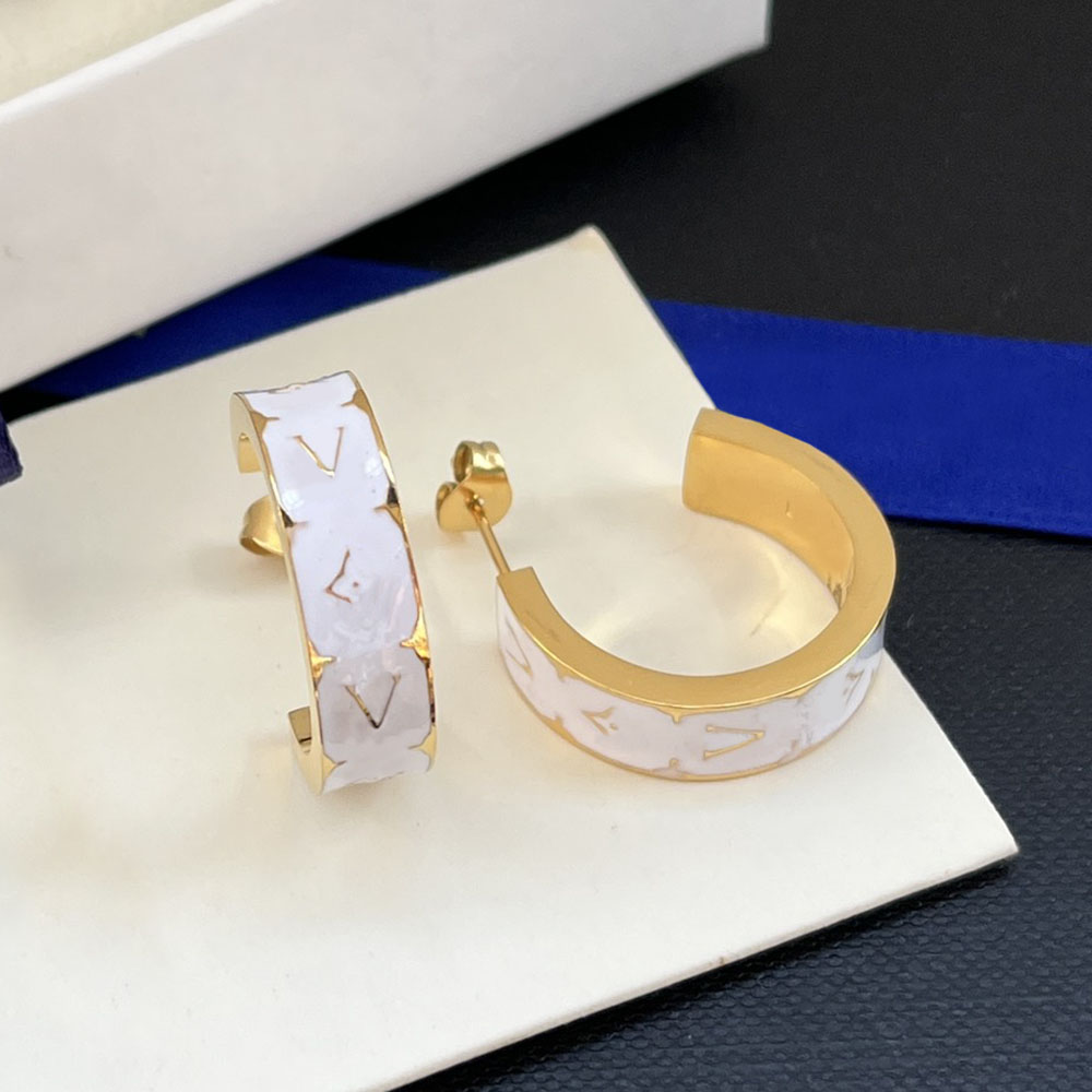 Designer Letter Stud Crystal Earrings Faux Leather Flower Studs Famous Women Stainless Steel Earring Hot Sell Styles Wedding Party Jewelry Never Fading