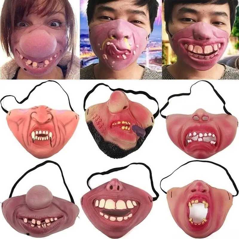 3pcsFunny Latex Half Face Masks Adult Cosplay Humorous Elastic Band Clown Masks Halloween Joy Props Performance Party DecorationXJ241209