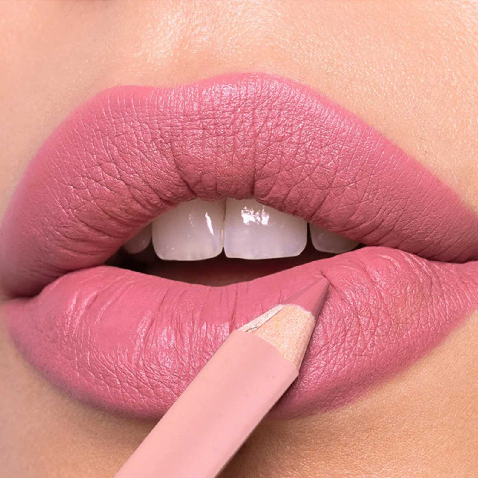 Waterproof Lasting Wooden Matte Lip Liner Pencil Natural Lips Makeup Nude Pink Lip Liner Outline The Lips Contour Makeup 12colorXJ241209
