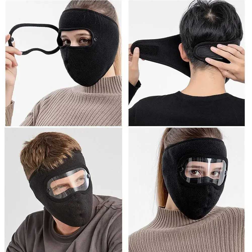 3pcsAutumn Winter Warm Mask Polar Fleece With Removable Riding Windproof High-definition Goggles Anti-fog Visor ProtectionXJ241209