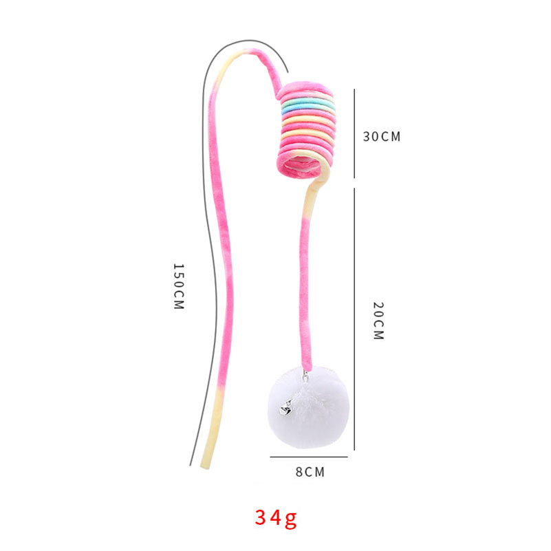 Pet Toy Funny Interactive Cat Stick Spring Rope Ball Plush Toy Play Training Cat Supplies