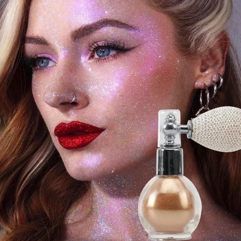 4 Colors Highlighter Powder Spray Shimmer Sparkle Powder Makeup for Face Body Pearlescent Brighten White Body High Gloss Glitter 241209