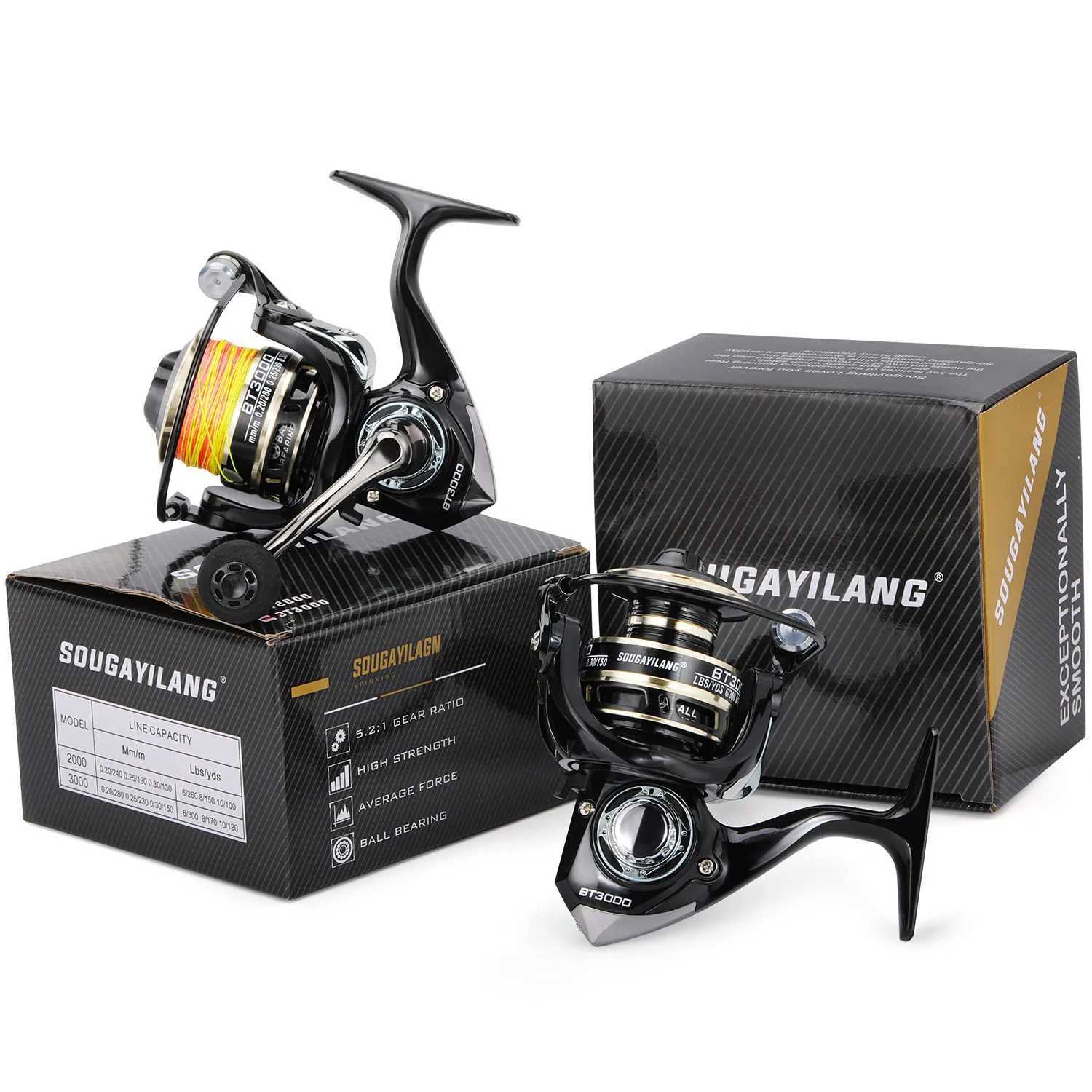 Sougayilang Spinning Fishing Reel High Strength Aluminum Spool Reel 5.2 1 Gear Ratio Max Drag 10kg for Carp Fishing PescaXJ241209