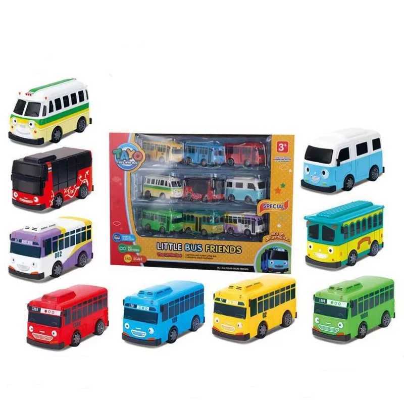 9 pieces/set of 9cm mini model buses used for children to learn traffic knowledge toy buses boys birthday gifts X2412091