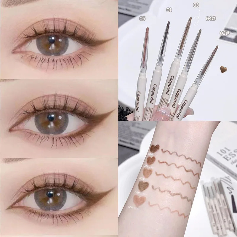 Soft Eyeliner Gel Pencil Waterproof Lying Silkworm Eyelid Pen Natural Brown High Pigment Matte Eyeliner Lasting Eyes Makeup 241209