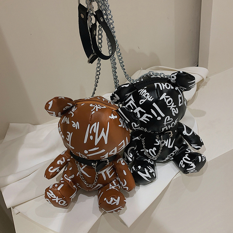 Small Bear Bag Funny 2024 Japanese Fashion Design Cute Cartoon Doll Designer Chain Shoulder Bag