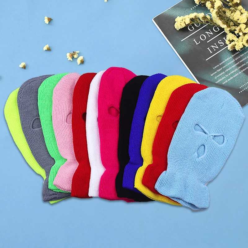 3pcs2023 New Fashion 3-Hole Knitted Full Face Cover Cycling Ski Mask Men Women Winter Balaclava Warm Knit Mask for Outdoor SportsXJ241209
