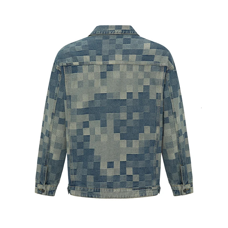 Y2K streetwear couples with models fall loose blue washed denim jacket mens personalized tops s 241206