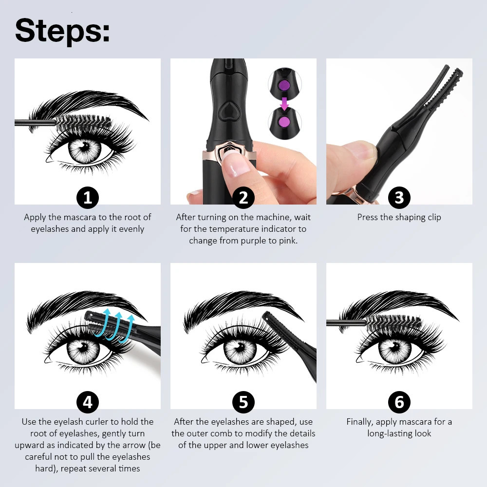 Electric Heated Eyelash Curler Long Lasting Hold Eyelash Curling Device False Eyelashes Clip Comb Women Makeup Beauty Tools 241209