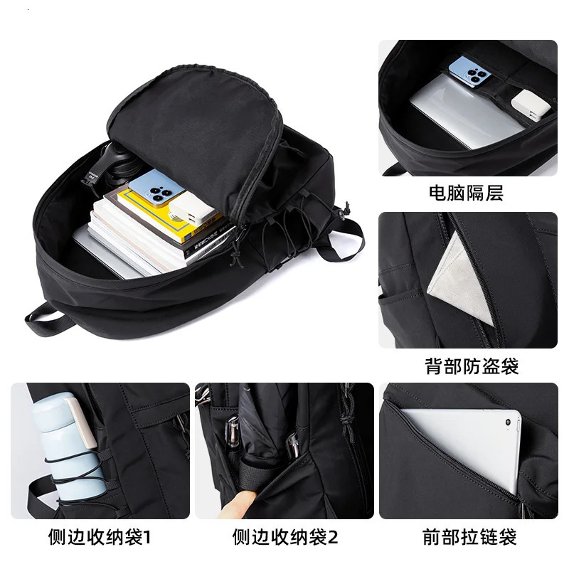 Mens Backpack Oxford Waterproof 14 inch Laptop Unisex Casual Mochila Sports Travel Zipper Lightweight Rucksacks 241209