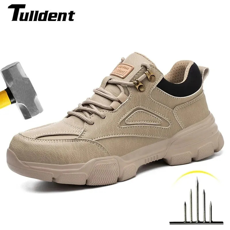 High quality safety shoes mens steel wire rope rotating buckle work shoes shock resistant perforated work shoes 241206