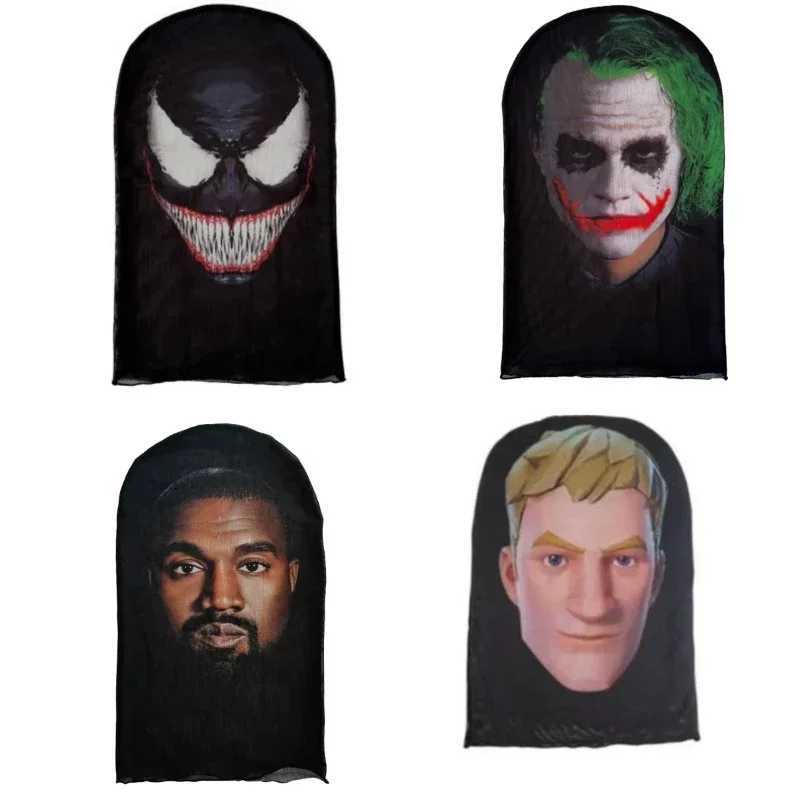 3pcsNew 3D Printed Funny Headgear Elastic Mesh Full Face Mask for Men Women Cosplay Headwear Hip Hop Fashion Balaclava Hood HatXJ241209