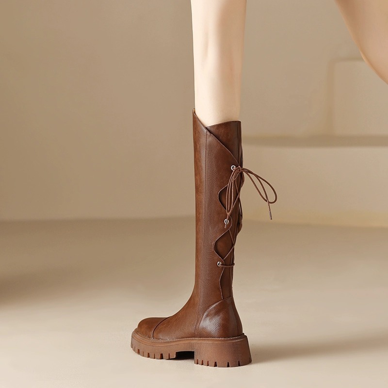 Women Boots:Winter Fashion Long Boots Slim New Trendy Thick Sole Anti-slip Comfort Warm,Black/Brown,Free shipping