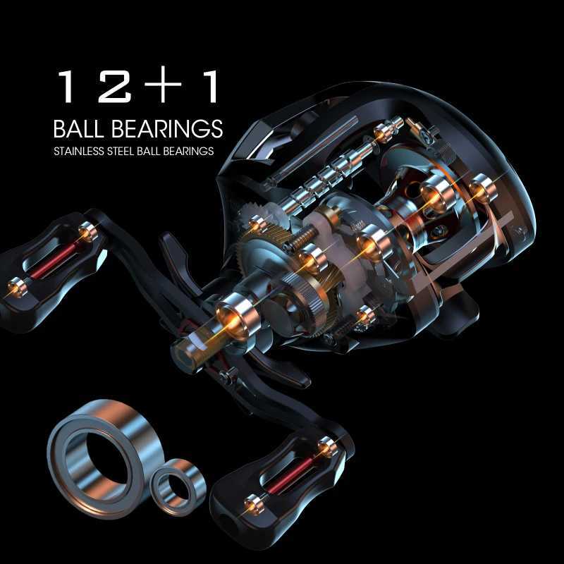 Lixada 12+1 Ball Bearings Baitcasting Reel Fishing Fly High Speed Fishing Reel with Brake SystXJ241209