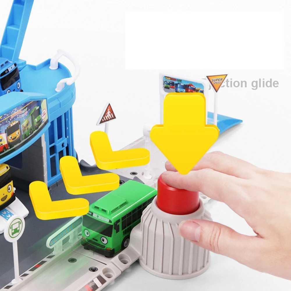 Cartoon Tayo minibus kit assembly bus stop parking lot race track model with 2 mini Tayo buses X2412091